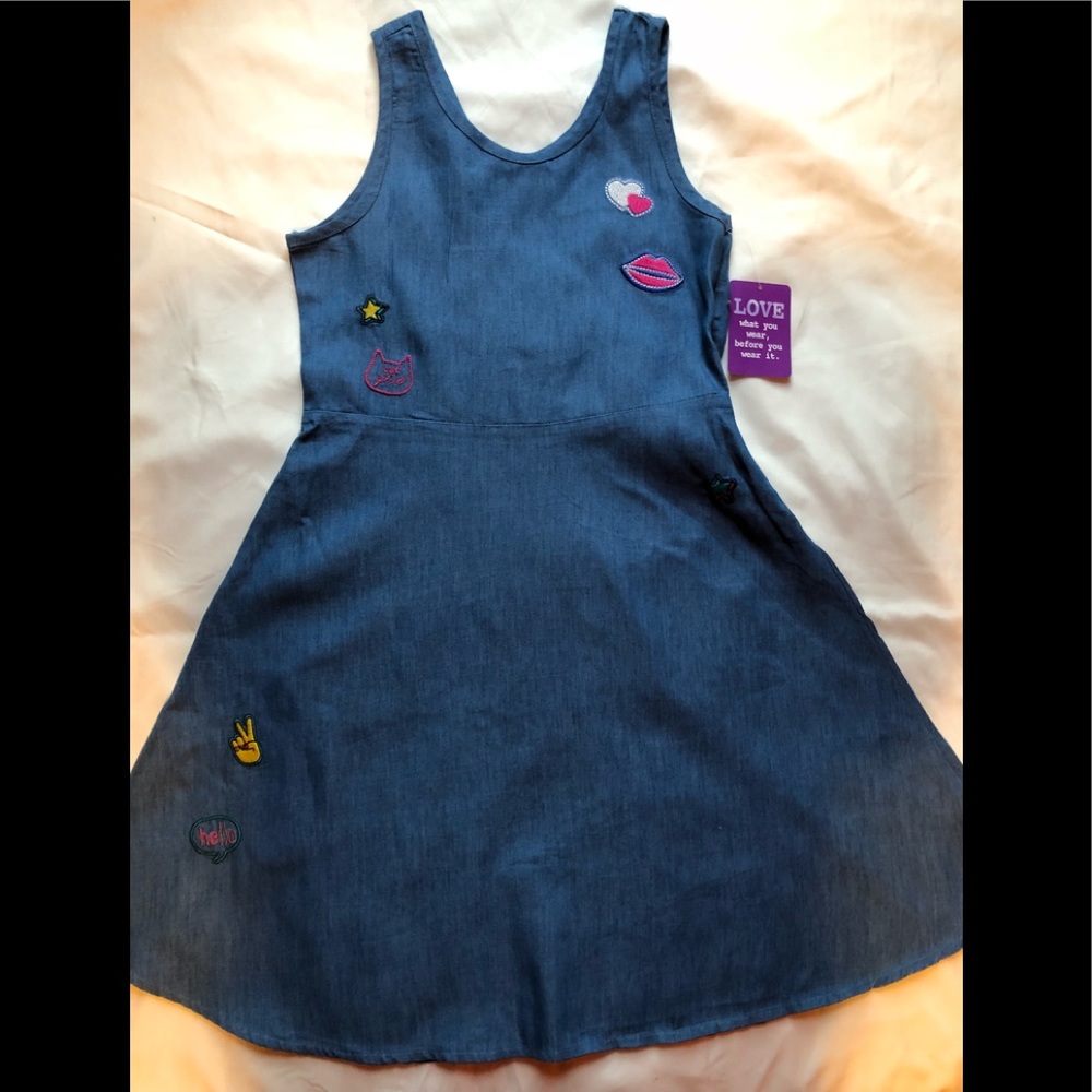 ❤️NEW Navy Embroidered Chambray Sundress- Girls